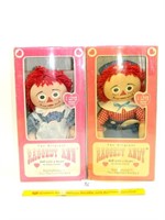 Raggedy Ann & Andy doll set w/pancake face by