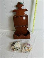 WOOD SPOON HOLDER, BUTTONS, ETC