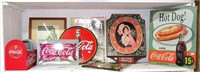 Shelf lot of Coca Cola items including ©1974