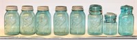 (8) Ball blue jars w/lids; (5) Perfect Mason &