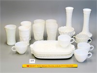 Group lot of vintage milk glass in various