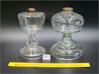 (2) Vintage glass oil lamps without burners