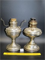 (2) Vintage metal oil lamps; (1) Magnet & (2) has