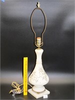 Glass electric lamp on marble base w/painted