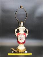 Vintage ceramic lamp w/gold trim & floral design