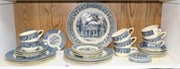 Shelf lot of vintage blue/white dishes (some are