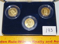Replica of (3) gold coins; gold plated including