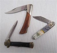 (3) Pocket knives including 3.5" blade, Novelty,
