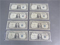 (8) 1957, 1957A, 1957B Series $1 Silver Certs