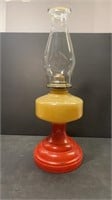 Vintage oil glass lantern. Measures approx. 18"h