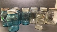 Vintage Nabob glass jars, Mason jars, and Ball