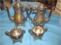 4pc Vintage Silver Plate Tea Service