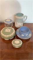 5 Pieces of Wedgewood jasperware, a picture, two