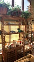 6 Level bamboo shelf unit, with the contents,