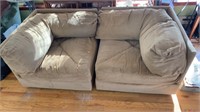 Light brown microfiber 2 chair sofa couch, by