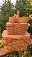 3 Longaberger baskets, large picnic basket
