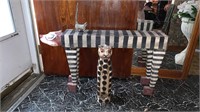Large wood cat bench, with two other carved wood