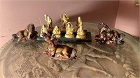 7 small Chinese God figures, look like plastic on