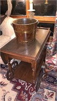 Vintage wood tea cart with rubberized would