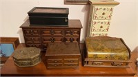 6 Jewelry boxes with the contents, some costume