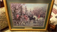 Large framed Foxhunt print, titled the meet by