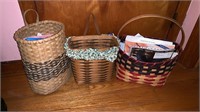 3 Woven baskets, including a Longaberger basket