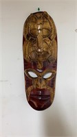 Large carved wood facemask, Wall decoration with