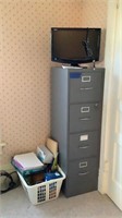 4 drawer file cabinet, Sharp TV, office supplies