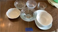 Pyrex bowl set, glassware and more