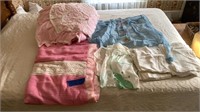 Vintage aprons, flour sack towels and blankets
