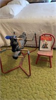 Vintage Rockinghorse, small chair and kids book