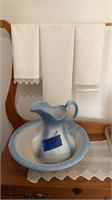 Wash basin/pitcher with towels