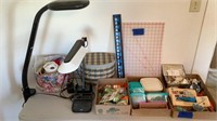 Adjustable lamps, sewing boxes, buttons and more