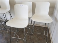 2 Small & 1 Tall White Moulded Plastic Bar Chairs