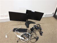 2 LG Twin Arm Monitors, Keyboard, 2 Mice, Cables