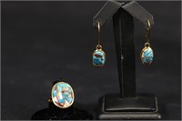 SILVER PLATED TURQUOISE JEWELRY SET