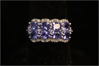 STERLING SILVER NATURAL AA TANZANITE RING