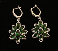 PAIR OF STERLING SILVER CHROME DIOPSIDE EARRINGS