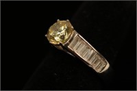 STERLING SILVER 2ct YELLOW ROUND CUT CZ RING