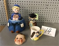 VINTAGE COOKIE JARS /WISE OWL BANK/ SNOW WHITE MUG