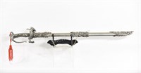 Medieval Sword w Dragon Head & Scabbard, 37"