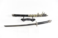 Japanese Samurai Sword, Dragon Head & Scabbard 31"