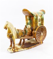 Tang Style Sancai Glazed Horse Drawn Carriage