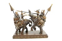 17" RARE Thai Carved Wood Asian Figural Battle War