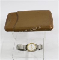 Men's Michele Wrist Watch & Leather Cigar Case