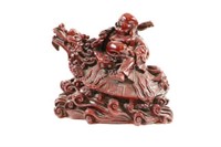 13" Chinese Travelling Buddha on Dragon Turtle