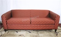 Contemporary Style Red & Gold Tailored Couch