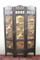 Asian Theme Traditional Wood Frame Panel Screen