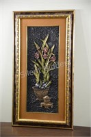 Asian Floral Orchid Raised Framed Artwork