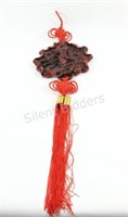 32” Chinese Red Knot Resin Wall Hanging Jade Color